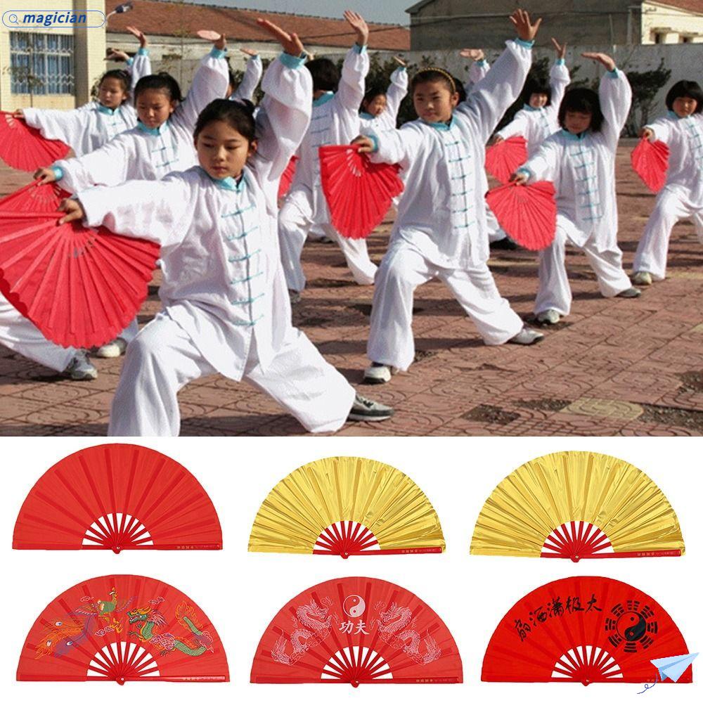 Quạt Xương Nhựa Màu Đỏ Đen Phong Cách Kung Fu