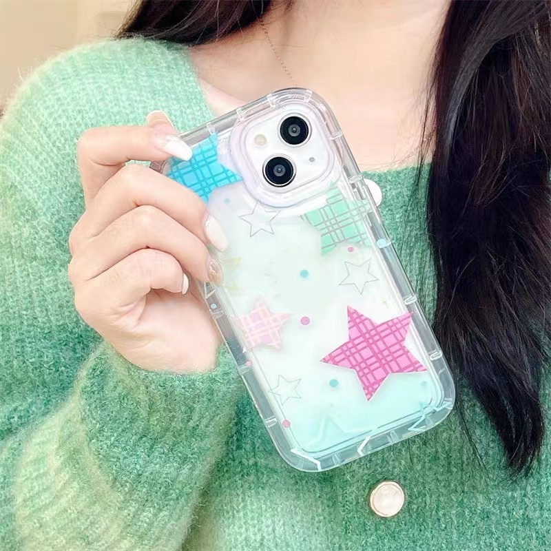Ốp Điện Thoại TPU Silicon Mềm Trong Suốt Chống Sốc Hình Ngôi Sao Nhiều Màu Cho IPhone 14 13 12 11 Pro XS Max X XR 8 7 6 6S Plus