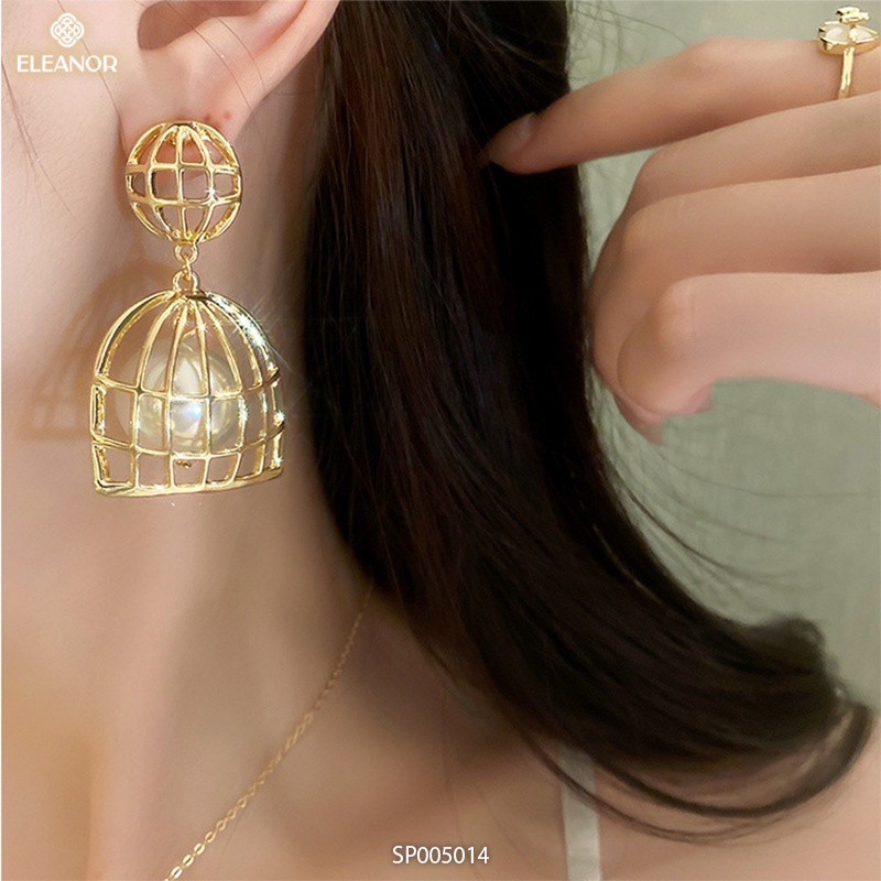 Bông tai nữ chuôi bạc 925 Eleanor Accessories hoạ tiết đèn lồng ngọc trai nhân tạo phụ kiện trang sức 5014