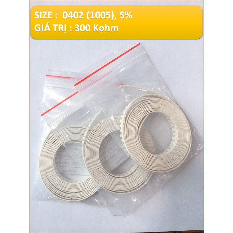 0402 (1005), 5% , 300 Kohm - ĐIỆN TRỞ DÁN (50 PCS/TÚI )