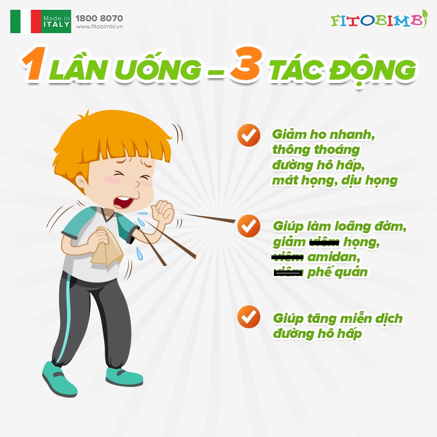 Siro ho Fitobimbi Broncamil giảm ho ba tác động, hết ho đờm, giảm kháng sinh lọ 200ml