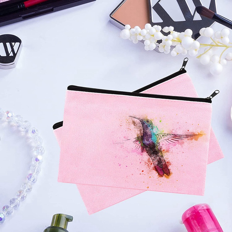 Túi Đựng Mỹ Phẩm Bằng Vải Canvas Có Khóa Kéo Nhiều Màu Sắc Xinh Xắn