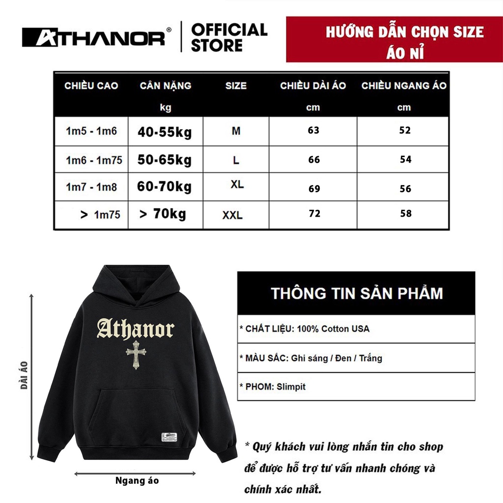 Áo hoodie Athanor form rộng tay phồng chất nỉ bông 100%cotton premium mẫu Mode lửa