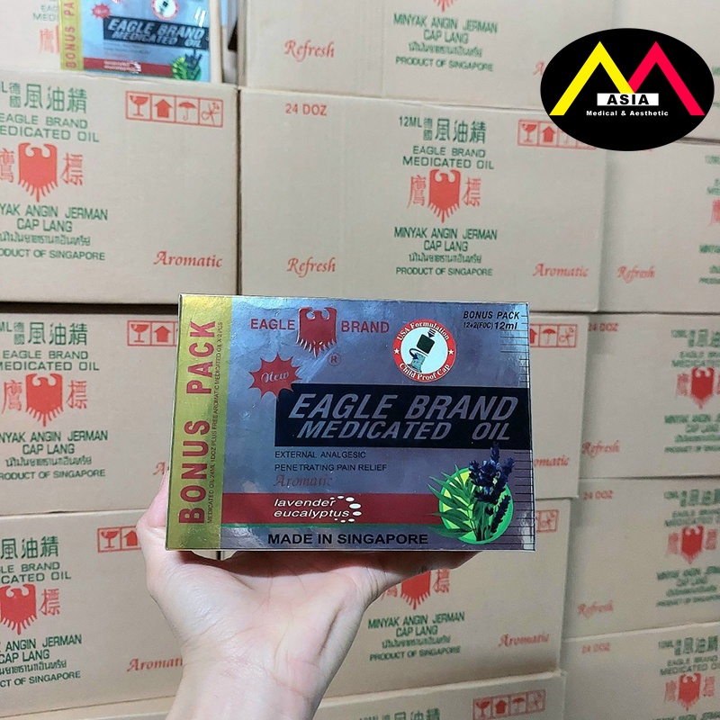 Dầu gió EAGLE Brand con ó lăn đau đầu chóng mặt say tàu xe massage singapore 10 12ml