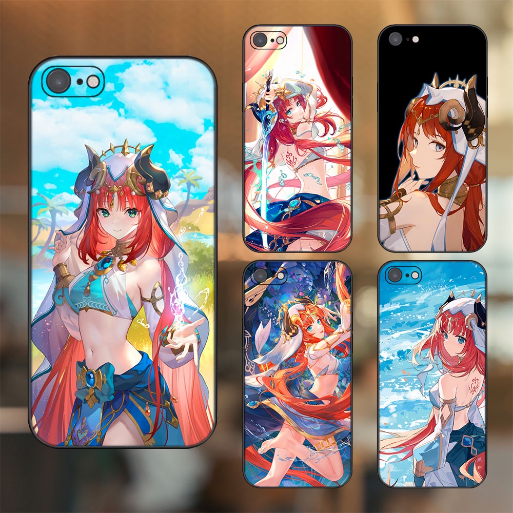 Ốp lưng iPhone 7, 8 dẻo đen cạnh vuông in hình Nilou Genshin Impact