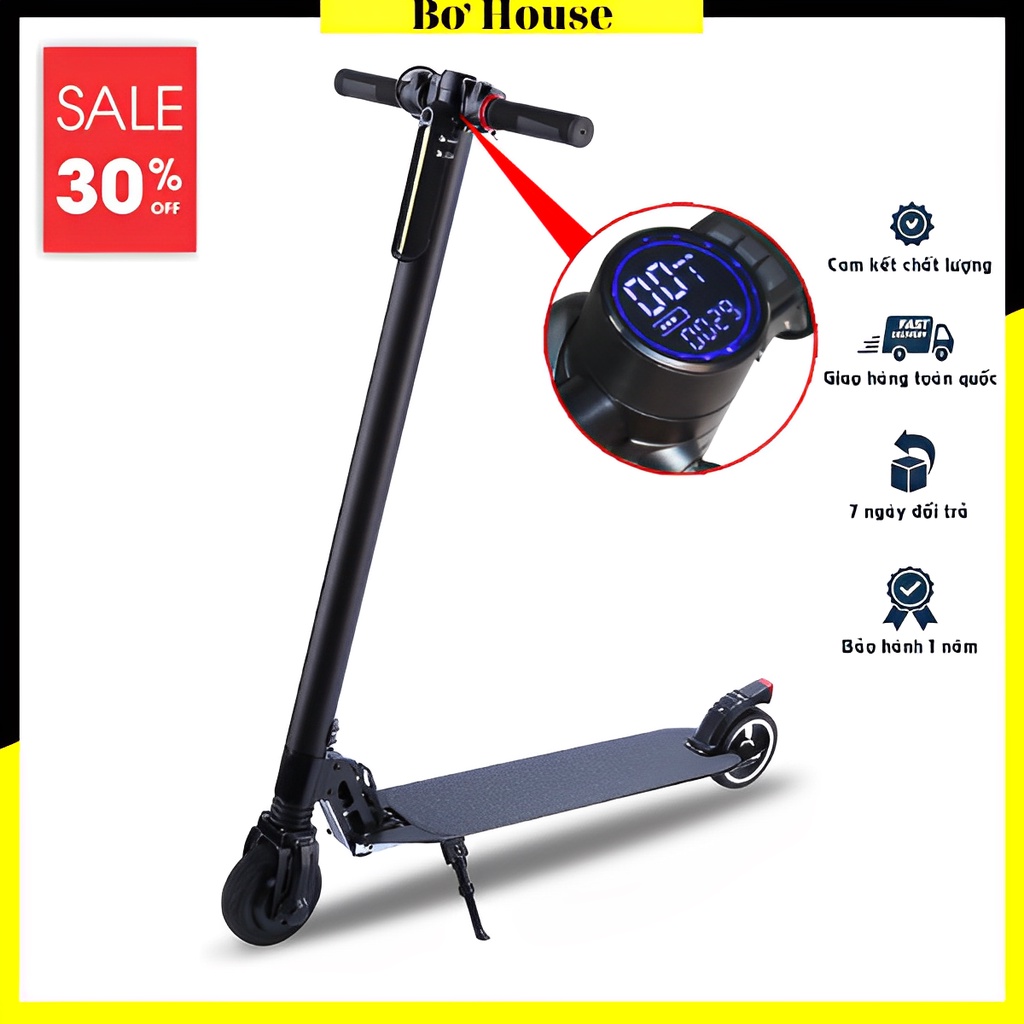 Xe Scooter điện gấp gọn tốc độ di chuyển 30km Sạc 1 lần đi được 50km Bảo hành 2 năm