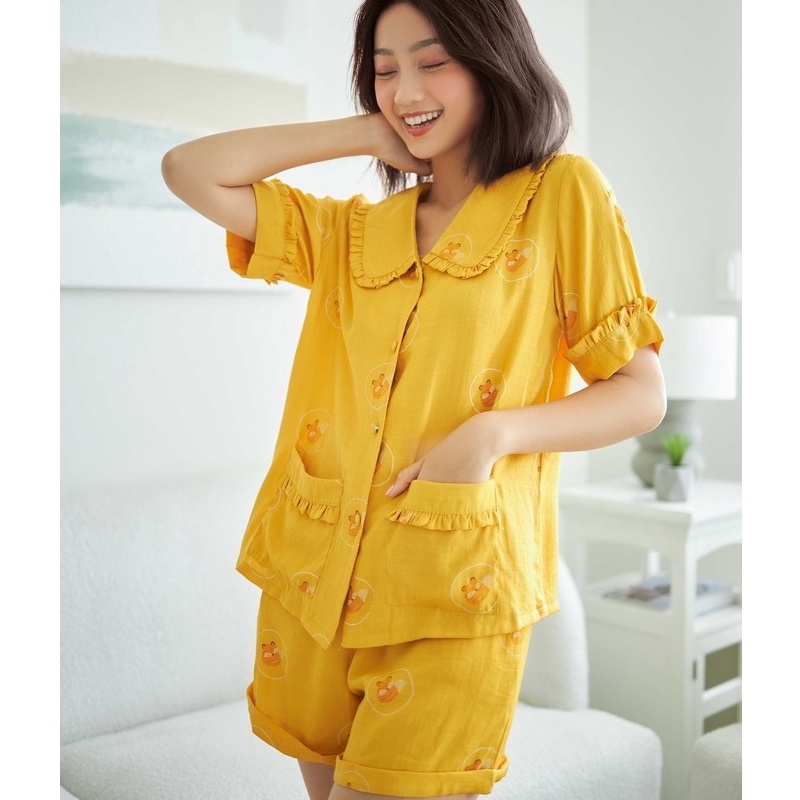 [Out of stock] VIBES Đồ bộ Pijama ngắn Fox Mustard Py Set