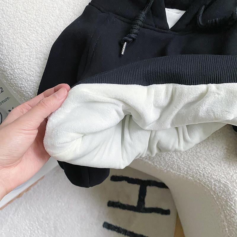 Hàng Có Sẵn Áo Sweatshirt Có Mũ Lót Lông Cừu Dày Phong Cách Mới Dành Cho Bé Trai Mặc Vào Mùa Đông