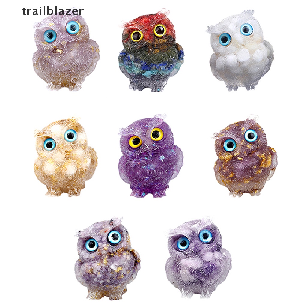 1 Mô Hình Con Cú Bằng Đá Pha Lê Tự Nhiên Dùng Trang Trí Bàn DIY