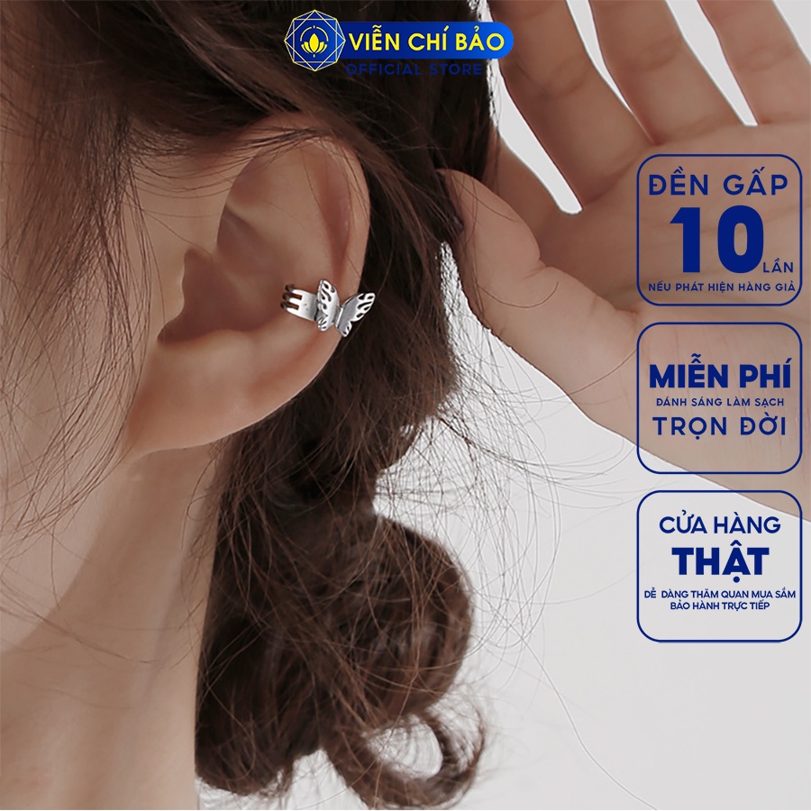 Bông tai bạc nữ kẹp vành butterfly chất liệu bạc 925 thời trang phụ kiện trang sức Viễn Chí Bảo B000402
