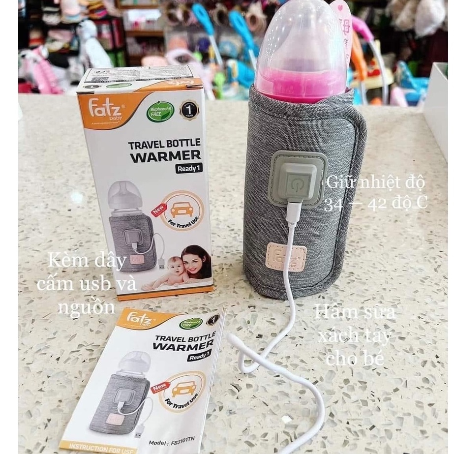 Túi vải ủ bình sữa / Dụng cụ hâm sữa cầm tay FatzBaby - Fatz Ready 1 ổ cắm USB tiện lợi - giữ nhiệt làm ấm nóng