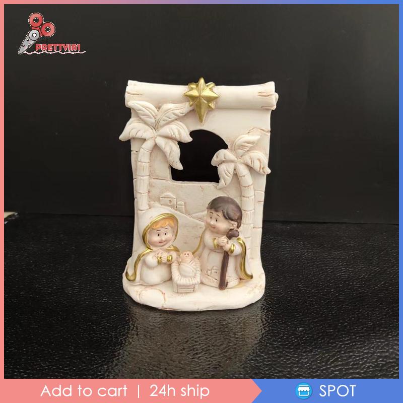 [Prettyia1] Tượng Gia Đình Thánh Giáng Sinh Để Bàn Hoặc Trưng Bày Trang Trí