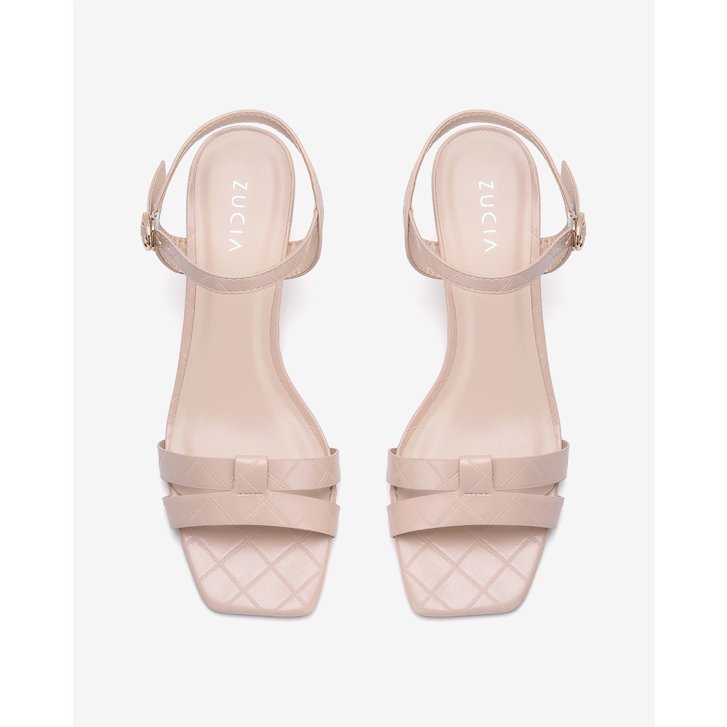 Giày sandal cao gót Zucia mũi vuông quai đôi gót trụ cao 7cm - SHLB2