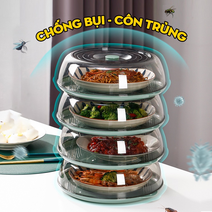 Lồng bàn dậy thức ăn đa năng - Hộp đậy thức phẩm xếp gọn - Xếp chồng nhiều tầng -  Cách nhiệt chống bụi - Dễ mang theo