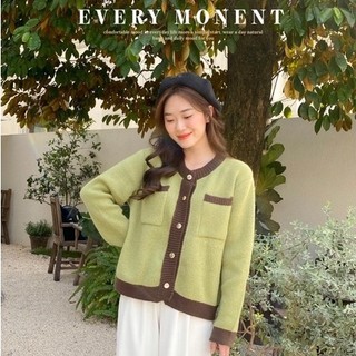 Áo cardigan len 2 túi phối viền 01104 cherry coco