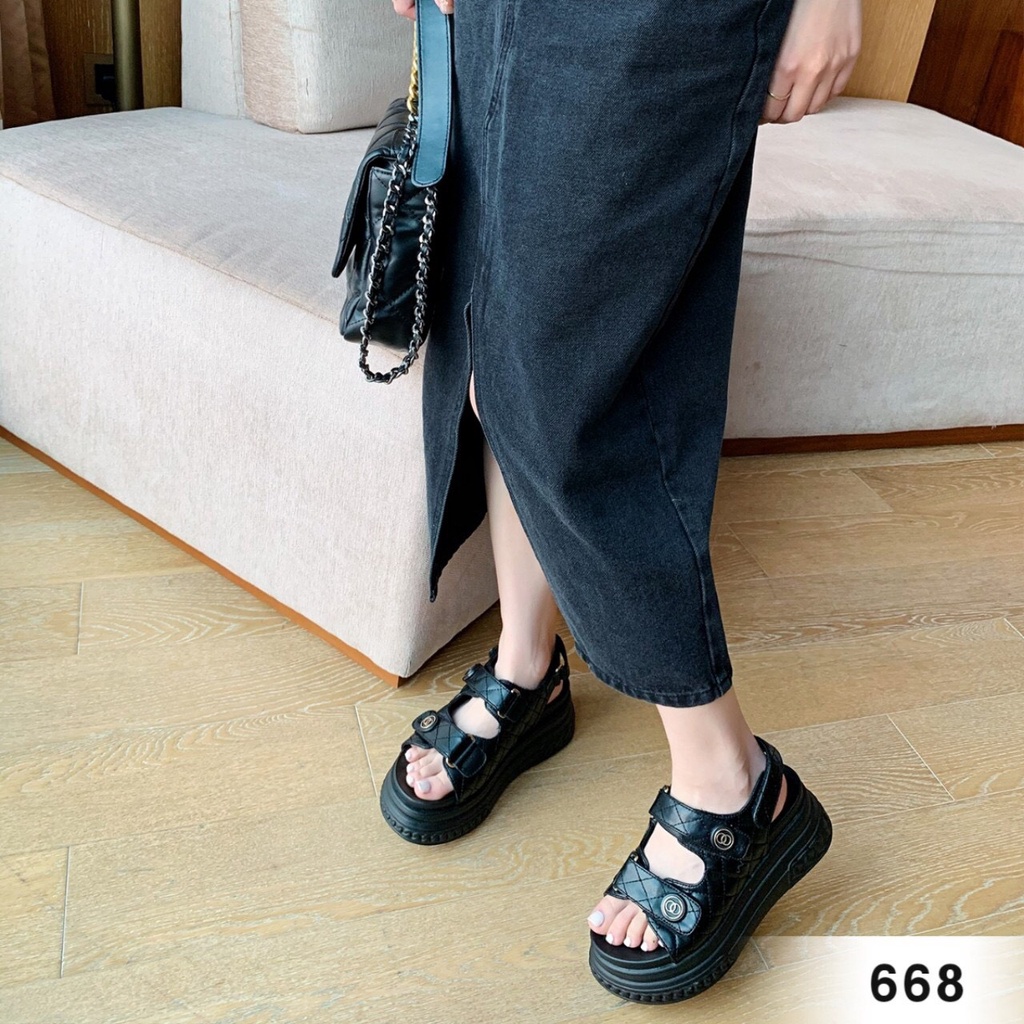 Dép quai hậu nữ độn đế 2 quai ngang 7cm