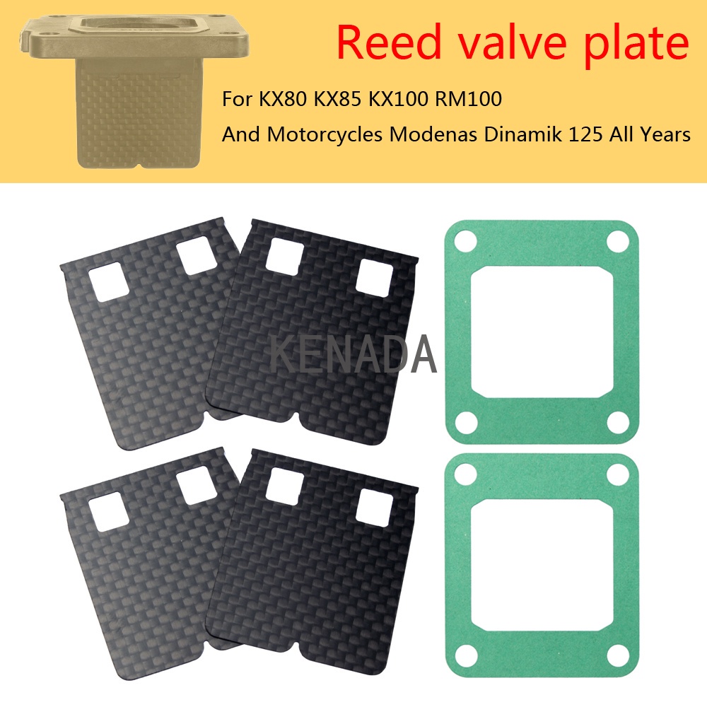 Set 3 Tấm Van Và 4 Vòng Đệm Bằng Sợi Carbon Cho Kawasaki KX80 KX85 KX100 Suzuki RM100 125
