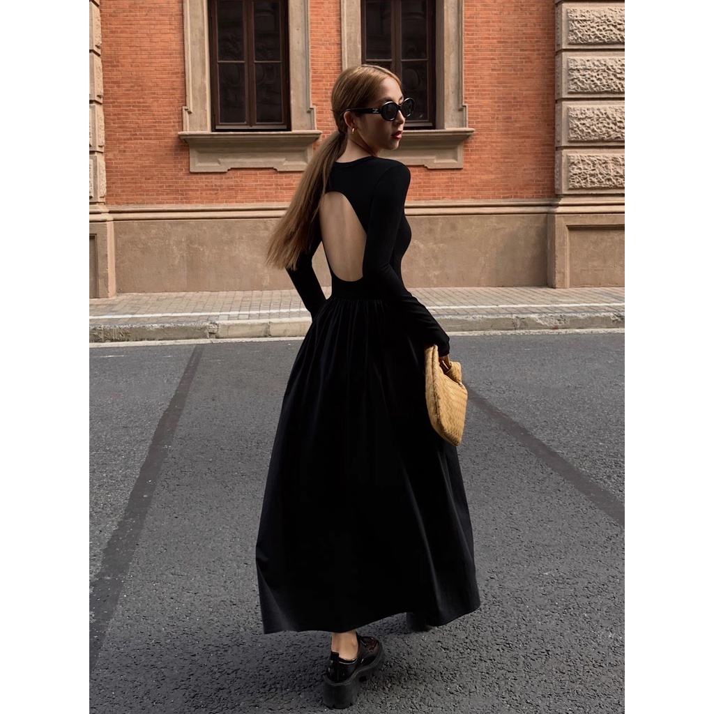 Váy Nhún Ly Eo Khoét Lưng Dài Tay Eclipse Clothing