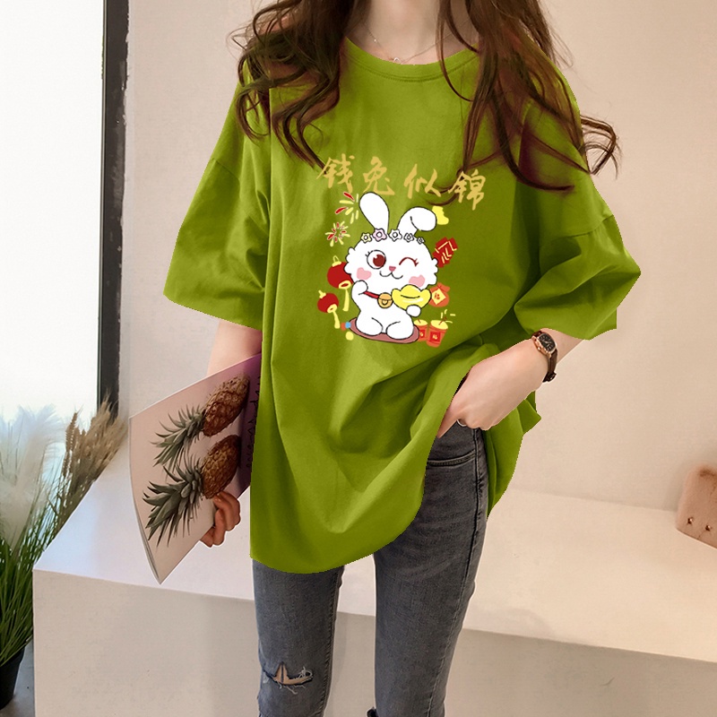 NRVP Áo Thun Unisex / Áo Thun Rộng Tay Ngắn In Hình Thỏ Năm Mới 2023 CNY / Trung Hoa
