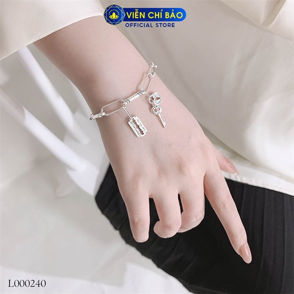 Lắc tay mix charm khóa chất liệu bạc Thái 925 thời trang phụ kiện trang sức Viễn Chí Bảo L000240