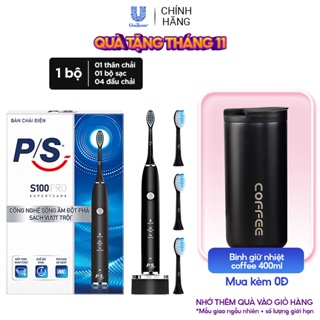 Bộ Bàn Chải Điện P S S100 PRO màu đen & Bộ 2 đầu chải thay thế Sạch Sâu