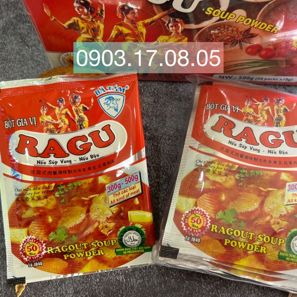Bột gia vị Ragu Bà Tám (gói 10gr)/ RẺ hơn khi mua lốc 10/Hộp