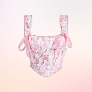 Áo corset gấm phối nơ flora top reveuse label