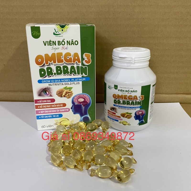 Omega 3 Kids -Hộp 60 Viên bổ não Super Kids OMEGA 3 DR.BRAIN giúp bổ sung DHA phát triển não bộ- Omega 3 Kid