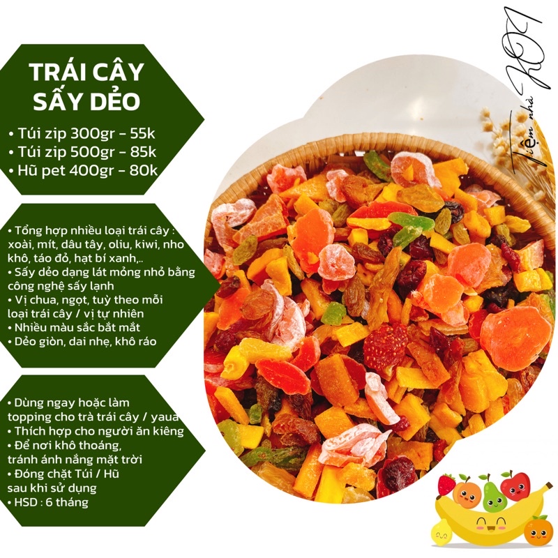 Trái cây sấy dẻo / 500gr - Đặc sản Đà Lạt