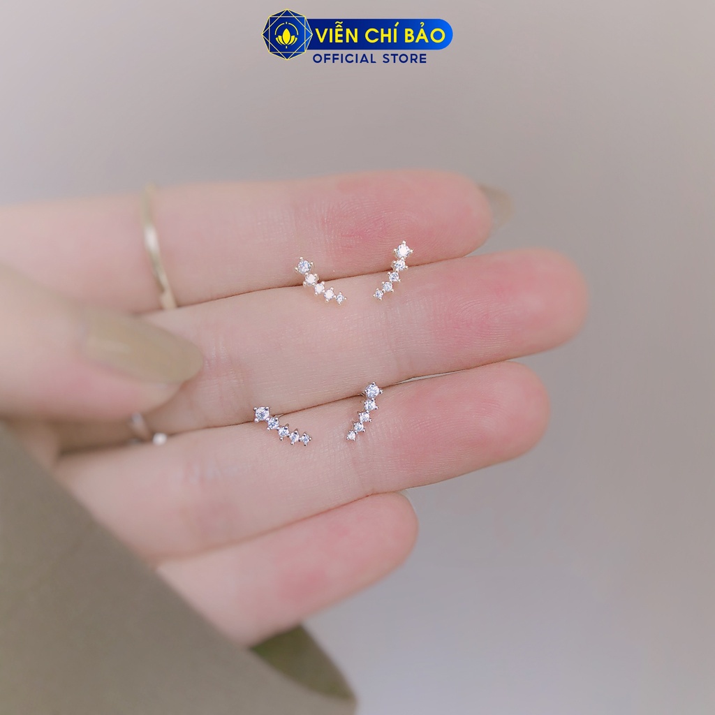 Bông tai bạc nữ sao băng đính đá nhỏ nhắn chất liệu bạc 925 thời trang phụ kiện trang sức nữ Viễn Chí Bảo B400271