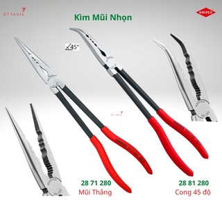 Kìm knipex mũi nhọn chiều dài 280mm gồm mũi thẳng 28 71 280 và mũi cong 45° 28 81 280 _g7