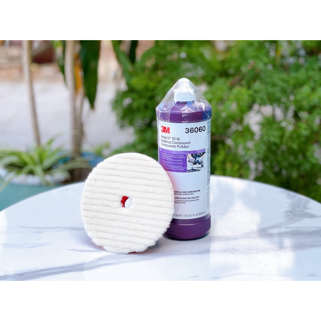 Combo Dung Dịch Đánh Bóng 3M Bước 1 06060 & Phớt đánh bóng lông cừu SGCB