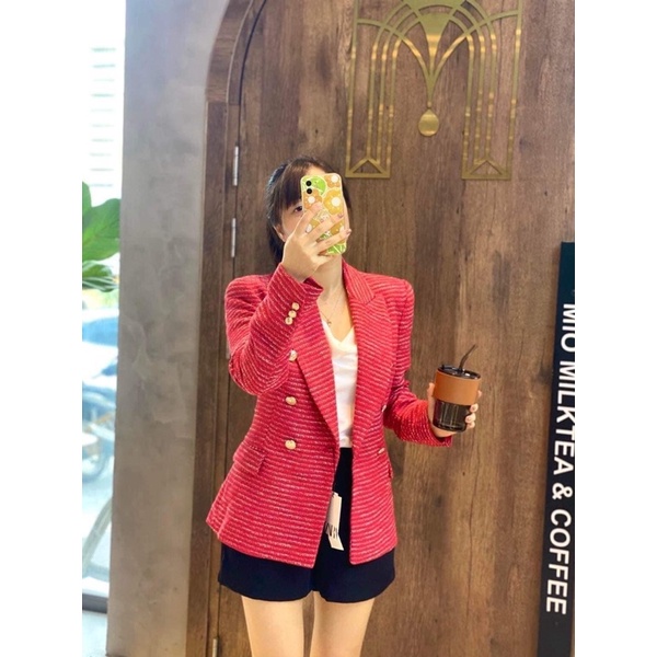 Áo Blazer dạ tweed zara chuẩn auth