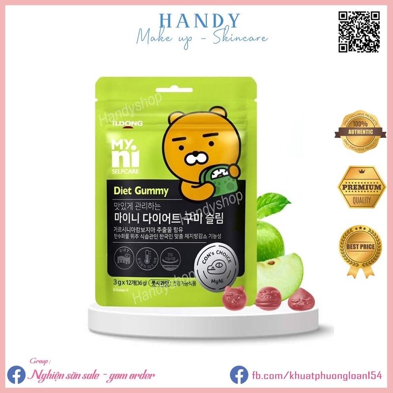 Kẹo gấu Dẻo Giảm Cân Vị Táo Xanh Myni Selfcare Diet Gummy ILDONG Hàn Quốc