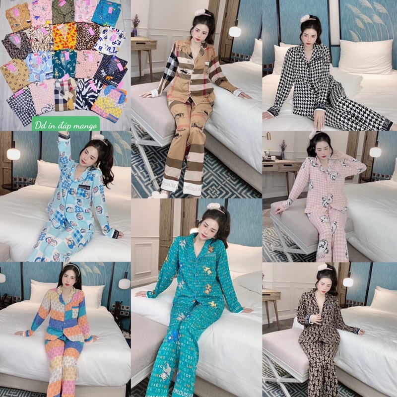 Bộ Pyjama cổ truyền thống tay dài chất mango loại 1, mềm mịn, dày dặn, không nhăn, không xù 💯 Ảnh thật