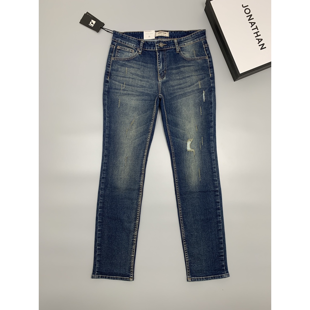 Quần jean nam xanh đậm JONATHAN QJ054 vải denim cao cấp co giãn nhẹ 4 chiều, form dáng chuẩn đẹp, trẻ trung, hottrend