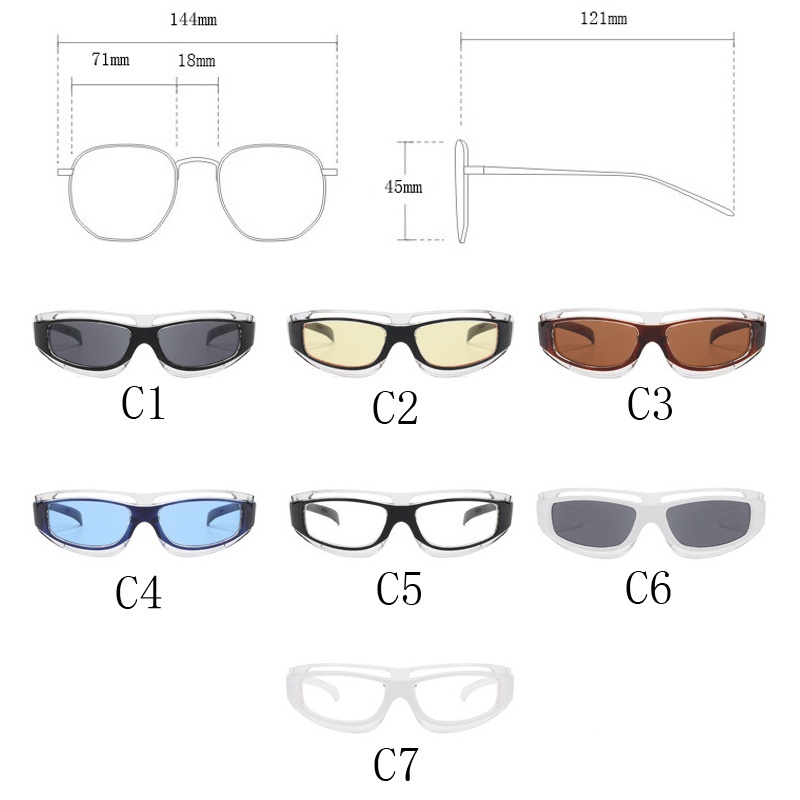 [Hàng Có Sẵn] Kính Mát Hình Chữ Nhật Phong Cách Steampunk Tương Lai Y2K Chống Nắng Ngoài Trời Cho Nam Và Nữ