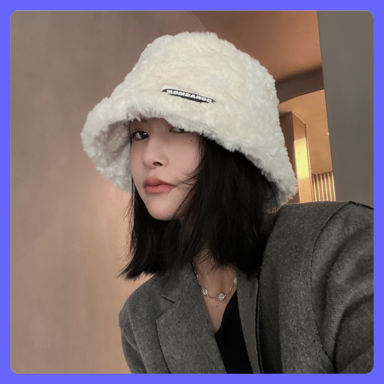 Mũ nón bucket nữ Hàn Quốc chất lông cừu ấm áp đẹp mùa đông thời trang phong cách vintage, quà tặng bạn nữ người thân ý n