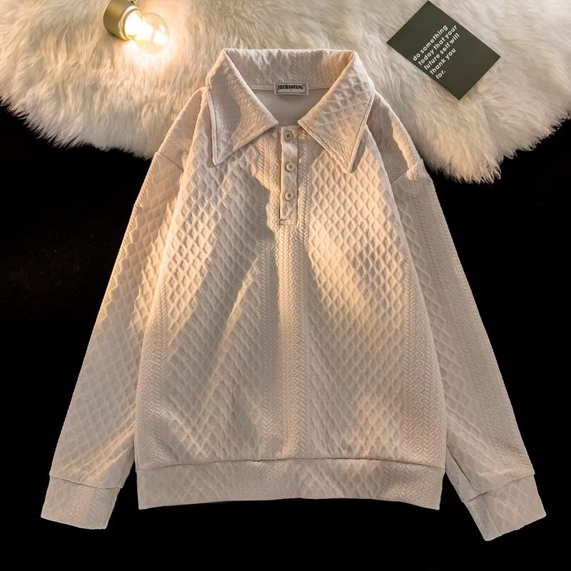 Áo Sweater Polo Tay Dài Dáng Rộng Thời Trang Thu Đông Hong Kong Cho Nam 2022