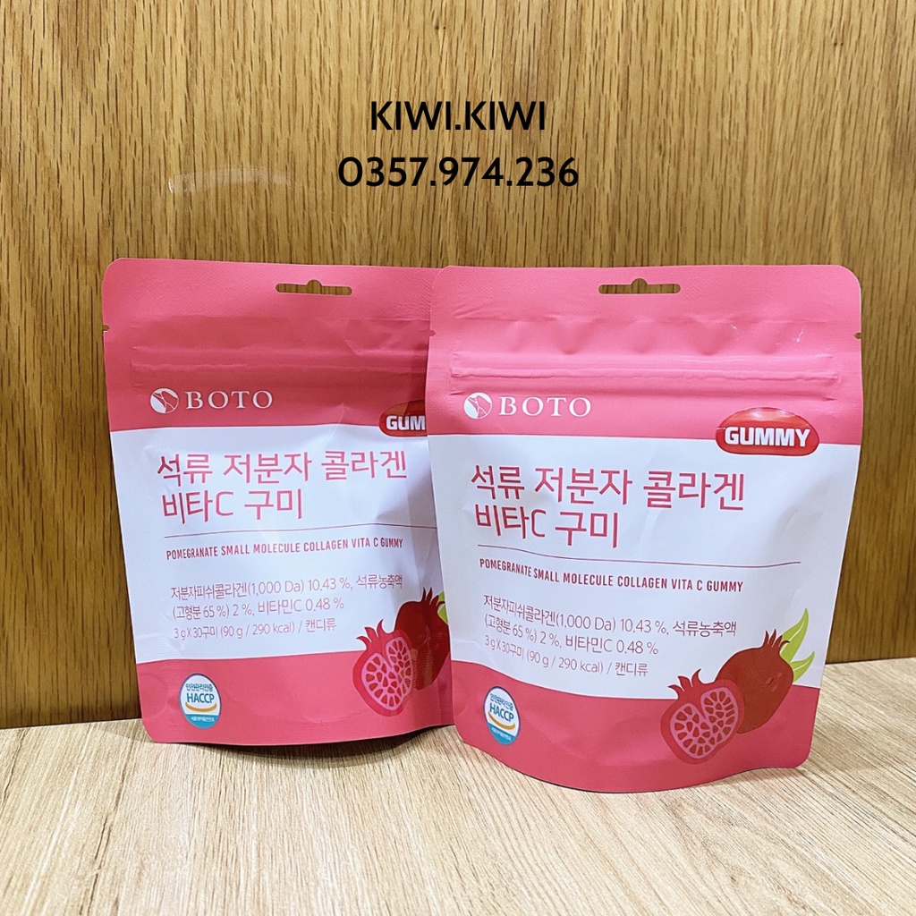 Kẹo dẻo vị lựu Dưỡng da sáng mịn-Boto Collagen Gummy kẹo dẻo collagen, kẹo collagen Hàn Quốc