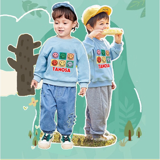 Áo Sweater Dài Tay Nỉ da cá Họa Tiết Hoạt Hình Theo Phong Cách Thu Đông Hàn Quốc Dành Cho Bé Gái Bé Trai