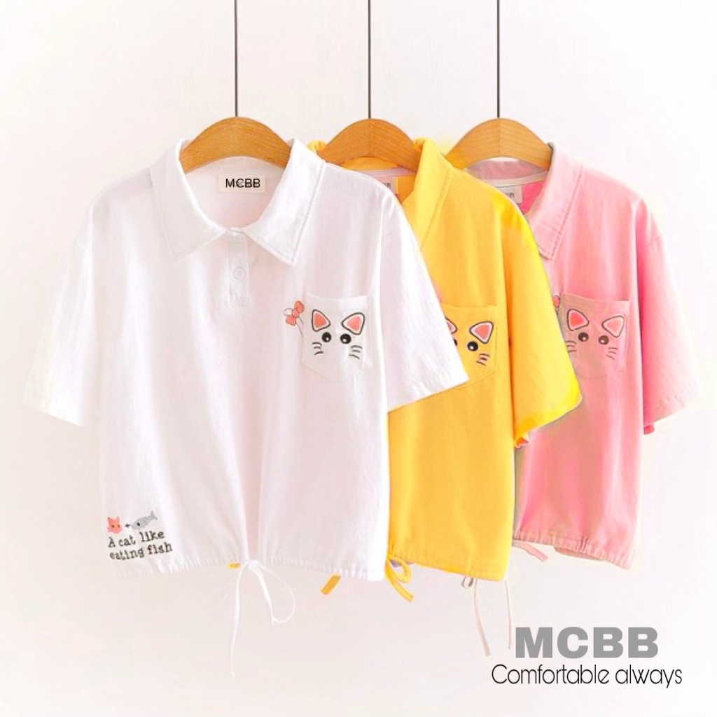 MCBB - 24-45 Kg 100% Vải Cotton Áo Thun Bé Gái Áo Phông Bé Gái & Mẹ Áo Polo Cộc Tay Áo Kiểu Có Cổ Trẻ Em 1-16 Tuổi Nữ Bộ