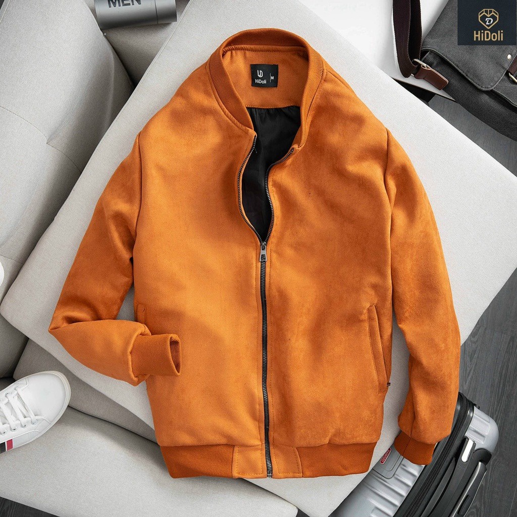 Áo bomber nam da lộn - áo khoác da lộn cao cấp 4 màu mới nhất 2022