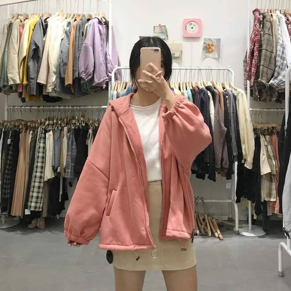 Áo Khoác Chống Nắng Nữ Tay Phồng Cánh Dơi Bo Chun, Dây Kéo Khoá Tròn Ulzzang Siêu Đẹp