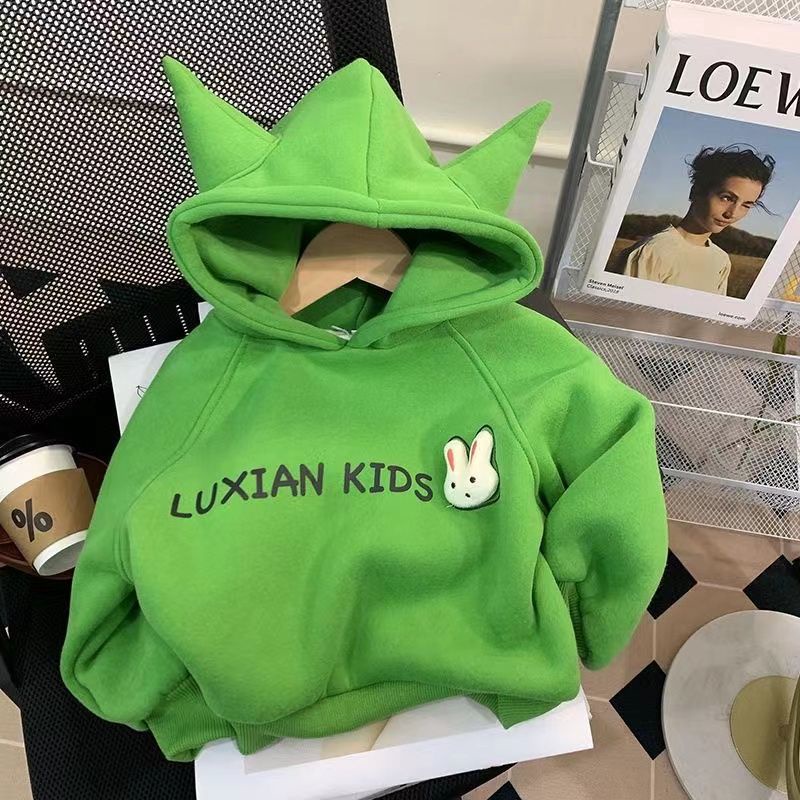Áo Sweatshirt Có Mũ Lót Lông Cừu Dày Dặn Thời Trang Thu Đông Mới Cho Bé Gái