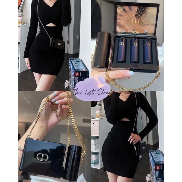 Set son Dior limited edition Christmas 2022 kèm túi clutch sành điệu 🖤