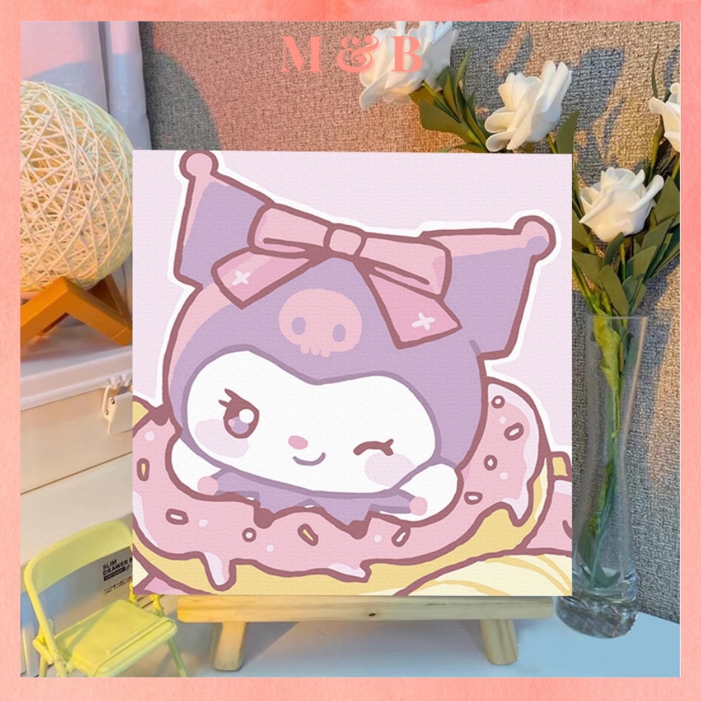 Tranh sơn dầu số hóa Sanrio Melody Kuromi, tranh decor tô màu theo số quà tặng đồ lưu niệm tặng kèm bộ màu và bút vẽ