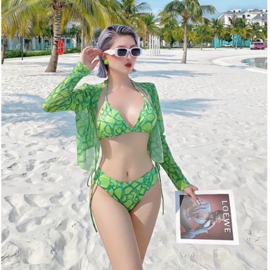 BIKINI 2 MẢNH HỌA TIẾT KÈM ÁO KHOÁC CAO CẤP- BIKINISTORE