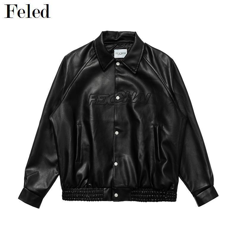 Áo Khoác Da pu Dáng Rộng Thêu Họa Tiết Phong Cách Đường Phố Mỹ Cá Tính Cho Nam Nữ