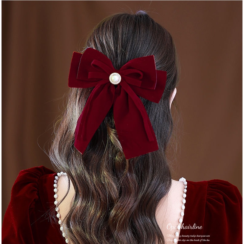 Kẹp Tóc Nơ Bằng Nhung Thời Trang Hàn Quốc Dành Cho Bạn Gái